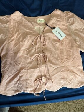 Polagram Women's Pale Pink Tie-Front Blouse